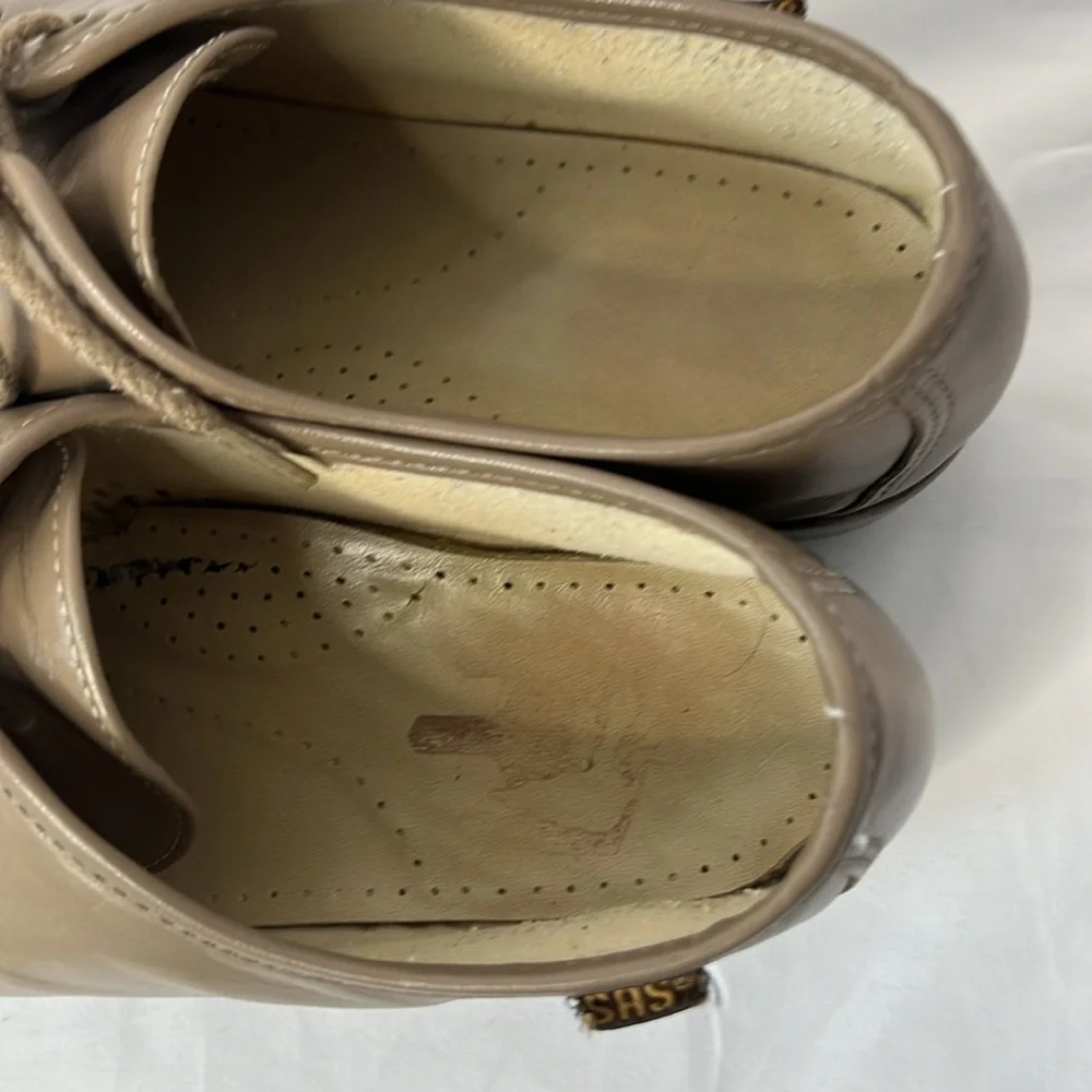 SAS Brown Leather Lace-Up Loafers Size 7